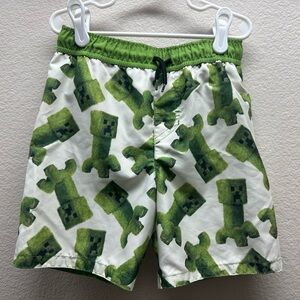 Kids Green Creeper Pattern Shorts